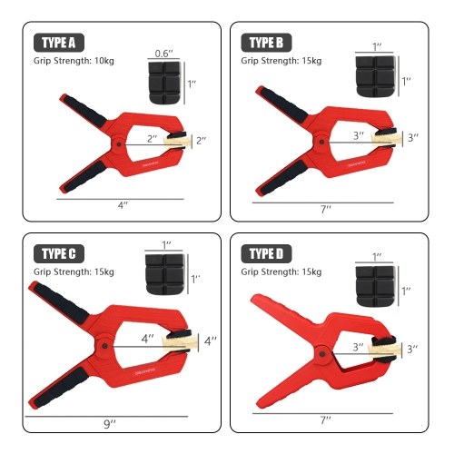 Heavy Duty Spring Clamp DURA Woodworking Clamp 7 Inch Plastic Spring Clips with Flexible Jaw Pad Strong Grip for Home Improvement and Photography Projects