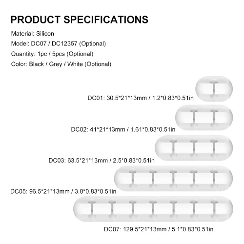 

KKmoon 5Pcs Wire Organizer with Adhesive Tape Universal Cable Organizer Desktop Thread Holder for Fixing Cable 1-Position + 2-Position + 3-Position + 5-Position + 7-Position Wire Holder Tidying Tool for Wire Storage White
