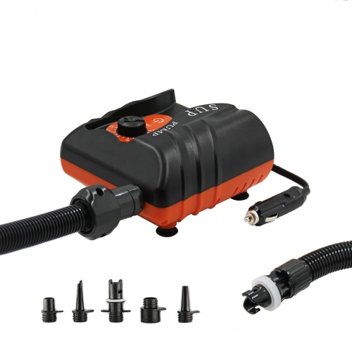 KKmoon DC 12V SUP Elektrische Luftpumpe Auto-Off-Funktion 16PSI Automatischer Hochdruckluft-Inflator mit 6 verschiedenen Düsen Luftgebläse für aufblasbares Paddelbrett Luftmatratze Boot Luftbett Pool Schwimmringzelt