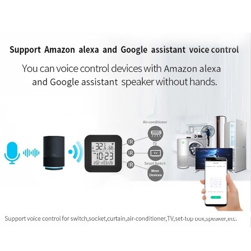 S09 Tuya WiFi 3 In 1 Infrared Remotes Control Temperature Humidity Detection Intelligent Sensor with USB Type-C Interface Power Supplys LCD Display 