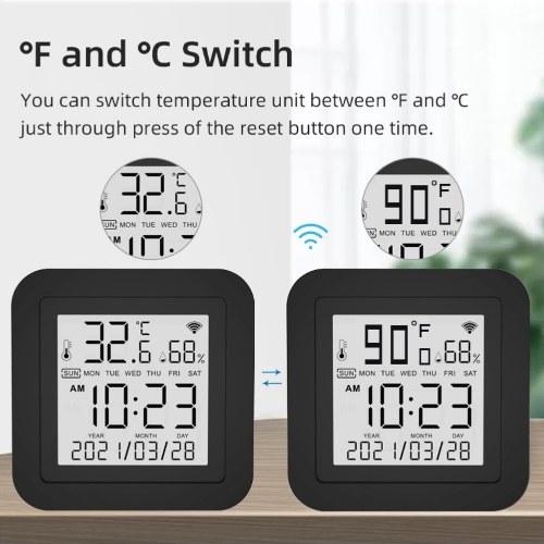 S09 Tuya WiFi 3 In 1 Infrared Remotes Control Temperature Humidity Detection Intelligent Sensor with USB Type-C Interface Power Supplys LCD Display 