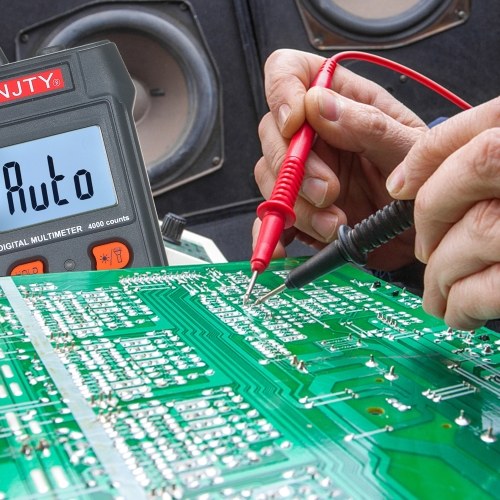 NJTY Palm-size LCD Digital Multimeter Auto Range NCV 4000 Counts True RMS Smart Universal Tester 600V Voltmeter Ohm and Voltage Tester Measuring AC/DC Voltage Resistance ON-OFF Buzzer 
