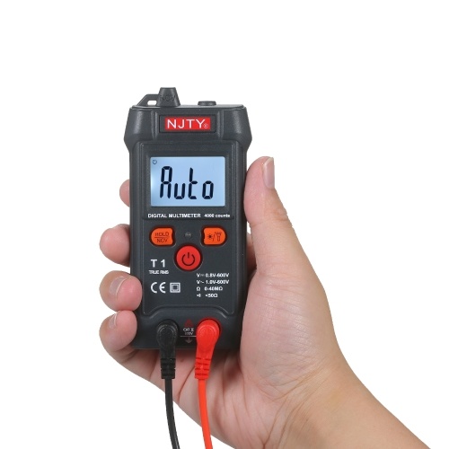 NJTY Palm-size LCD Digital Multimeter Auto Range NCV 4000 Counts True RMS Smart Universal Tester 600V Voltmeter Ohm and Voltage Tester Measuring AC/DC Voltage Resistance ON-OFF Buzzer 