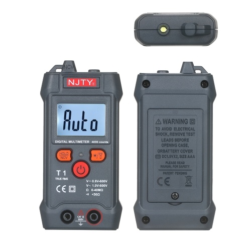 NJTY Palm-size LCD Digital Multimeter Auto Range NCV 4000 Counts True RMS Smart Universal Tester 600V Voltmeter Ohm and Voltage Tester Measuring AC/DC Voltage Resistance ON-OFF Buzzer 