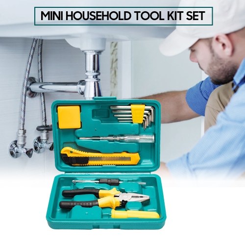 

12pcs Repairing Tool Set with Storage Case Portable Household Emergency Mini Kit Set toolbox Tape Measure Test Pen Dual-purpose Screwdriver Combination Pliers Woodworking Hardware Tool Case