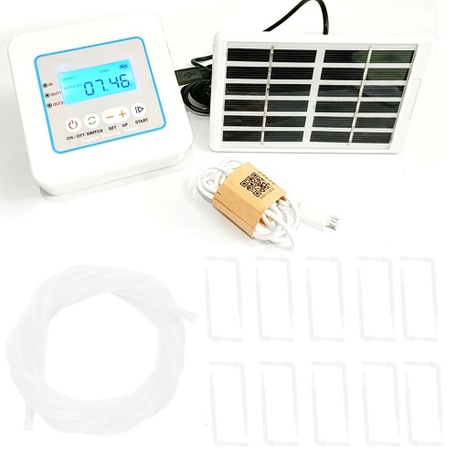 Temporizador de agua con pantalla LED digital, controlador inteligente de riego por goteo con panel solar para sistema de riego automático de jardín