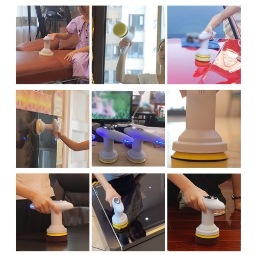 

80W Cordless Handheld Portable Electric Car Polisher Waxing Machine 6-Speed Adjustment Sofa Furniture Electrical Wood Floor Care with 5 Types Waxing Pads