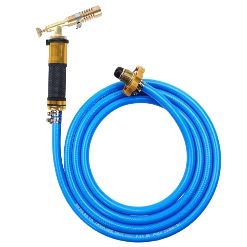 

Liquefied Gas Welding Torch with 8.2FT Rubber Hose Adjustable Flame 4 Control Damper Copper Head Butane Welding Torch for Refrigeration Water Tank Maintenance Aluminum Pipe Welding Kitchen Cooking