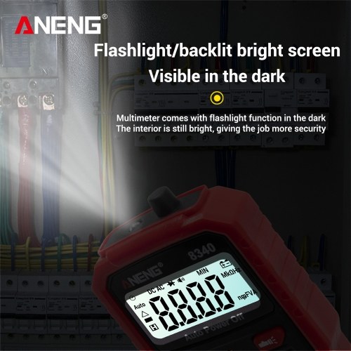 ANENG 8340 Smart Digital Multimeter Auto Recognition 1999 Counts Voltmeter Electric Test Pen with Backlight Screen Flashlight NCV Induction AC DC Voltage Resistance Breakpoint Live Wire Testing 