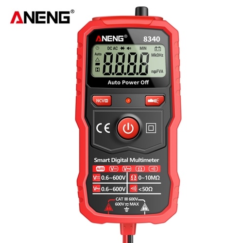 ANENG 8340 Smart Digital Multimeter Auto Recognition 1999 Counts Voltmeter Electric Test Pen with Backlight Screen Flashlight NCV Induction AC DC Voltage Resistance Breakpoint Live Wire Testing 