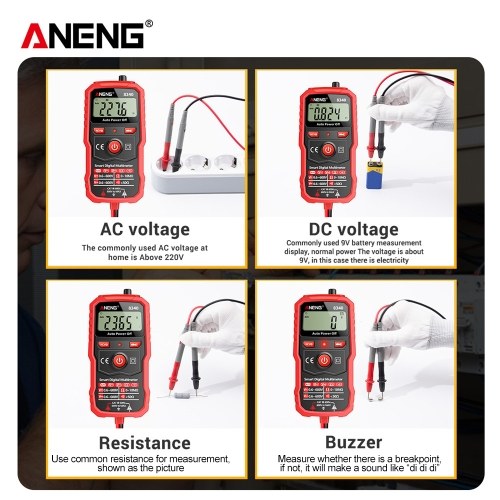 ANENG 8340 Smart Digital Multimeter Auto Recognition 1999 Counts Voltmeter Electric Test Pen with Backlight Screen Flashlight NCV Induction AC DC Voltage Resistance Breakpoint Live Wire Testing 