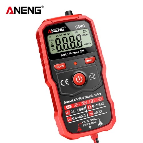 ANENG 8340 Smart Digital Multimeter Auto Recognition 1999 Counts Voltmeter Electric Test Pen with Backlight Screen Flashlight NCV Induction AC DC Voltage Resistance Breakpoint Live Wire Testing 