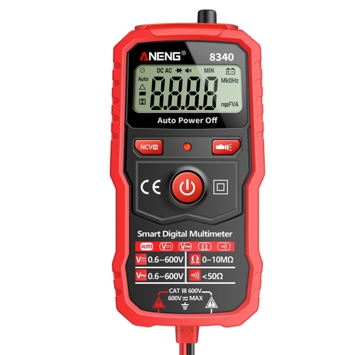 ANENG 8340 Smart Digital Multimeter Auto Recognition 1999 Counts Voltmeter Electric Test Pen with Backlight Screen Flashlight NCV Induction AC DC Voltage Resistance Breakpoint Live Wire Testing 