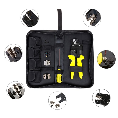 Meterk Professional 4 In 1 Wire Crimpers Engineering Ratcheting Terminal Crimping Pliers Bootlace Ferrule Crimper Tool Cord End Terminals