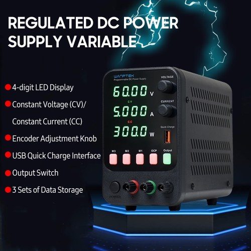 

WANPTEK Bench DC Power Supply Variable 30V 5A Digital Display Adjustable Switching Regulated Power Supply CV CC