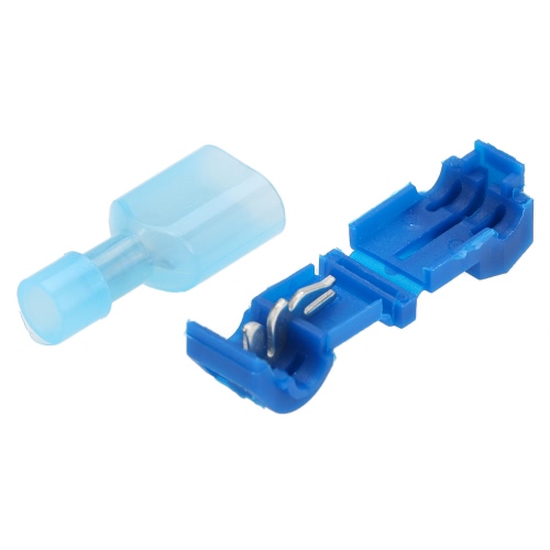 100pcs bleu T-Tap Insulated électrique Connecteurs de câble rapide Splice Verrouillage fils Bornes Spade Crimp Combo Set 1.0-2.5mm2 AWG 16-14