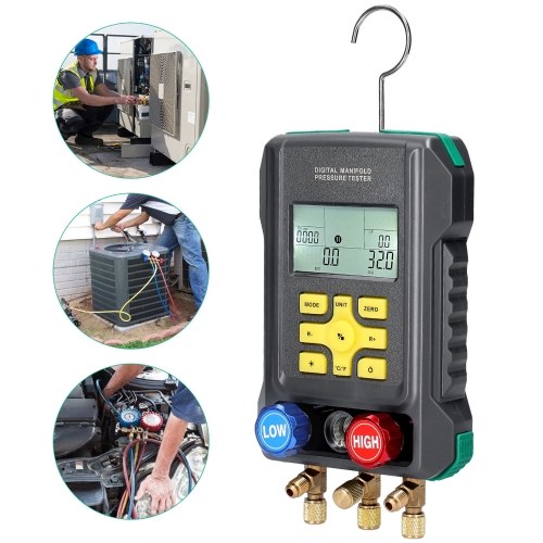 

Digital Vacuum Pressure Manifold Tester Meter HVAC Temperature Tester Air Conditioning Diagnostic Apparatus