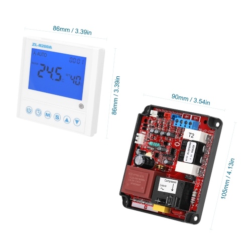 Universal Air-Source Water Heating Controller Heat Pump Auxiliary Heating Control Board Antifreeze Auto Deforst Water Flowing Warning with Sensors Failures Action Function 