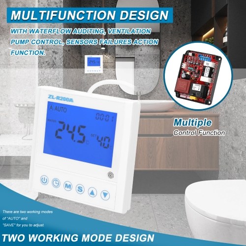 Universal Air-Source Water Heating Controller Heat Pump Auxiliary Heating Control Board Antifreeze Auto Deforst Water Flowing Warning with Sensors Failures Action Function 