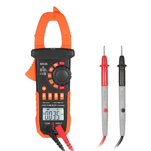 

Meterk 4000 Counts Digital Clamp Meter AC/DC Voltage Current Portable Handheld LCD Diaplay Auto-ranging Clamp Multimeter w/ Backlight Capacitance Resistance Frequency Diode Hz Tester