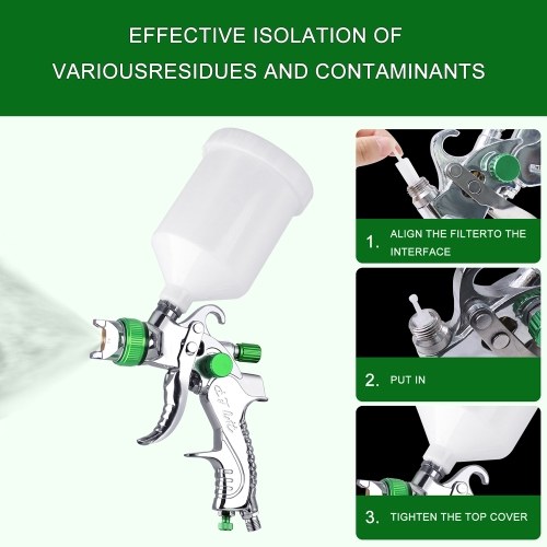 Professional Gravitational Spraying Tool Set 1.4/1.7/2.0mm Nozzles Automotive Paint Sprayer with 600cc Color Cup and 10pcs Cone Paint Coating Filter Paper 