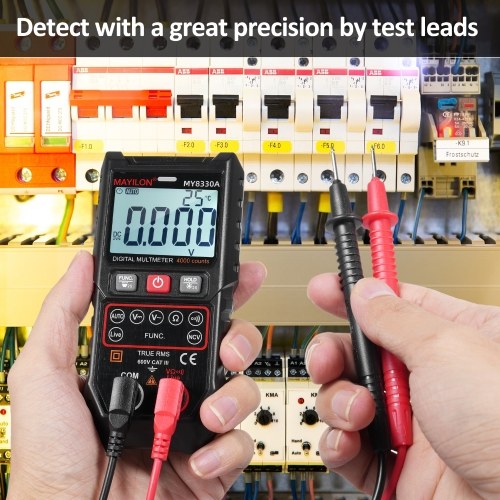 MAYILON Digital Multimeter Voltage Tester 4000 Counts TRMS Automatic/Manual Ranging Multi Tester Measure AC/DC Voltage Resistance On-off Test NCV Contactless Voltage Detection Backlit LCD Display Data Hold Function 