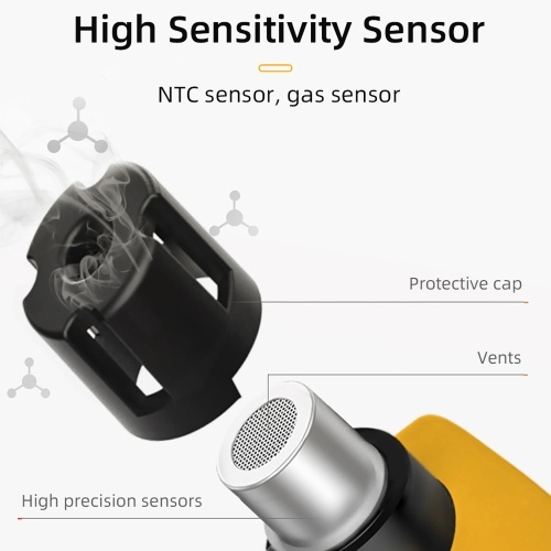 Household Air Quality Detector Multifunctional Semiconductor Sensor TVOC HCHO Tester Backlit Display Type-C Charging Interface with Silicone Protective Cover 