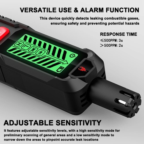 Handheld Combustible Gases Leak Detector Natural Gases Leakage Tester Portable Combustible Gases Concentration Test Meter Gases Sniffer Test with Sound Light Alarm Function 