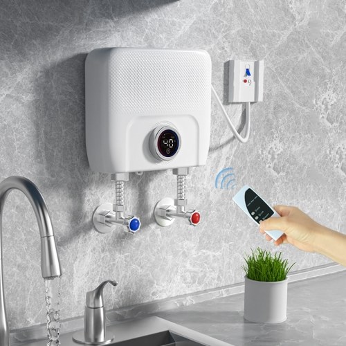 Mini Electric Tankless Water Heater 6500W 220V Constant Temperature Instant Hot Water Heater with Remote Control Digital Display On Demand Hot Water Heater 