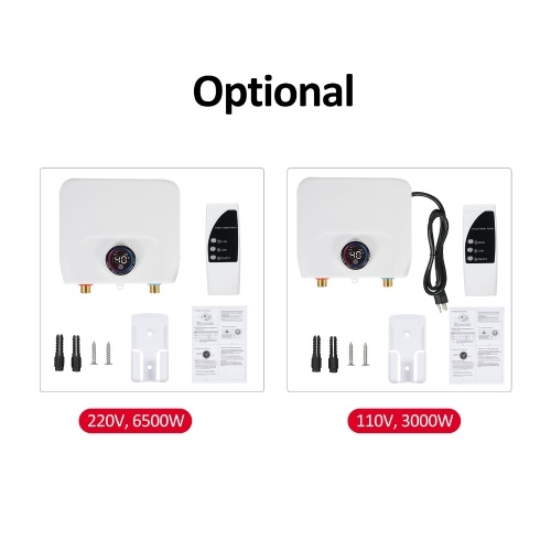 Mini Electric Tankless Water Heater 6500W 220V Constant Temperature Instant Hot Water Heater with Remote Control Digital Display On Demand Hot Water Heater 