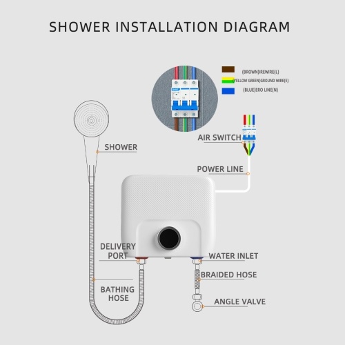 Mini Electric Tankless Water Heater 6500W 220V Constant Temperature Instant Hot Water Heater with Remote Control Digital Display On Demand Hot Water Heater 