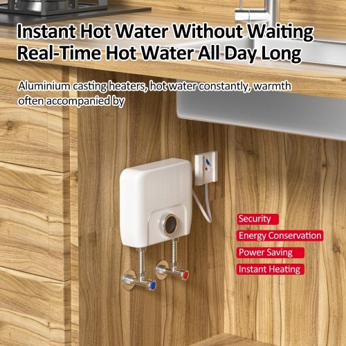 Mini Electric Tankless Water Heater 6500W 220V Constant Temperature Instant Hot Water Heater with Remote Control Digital Display On Demand Hot Water Heater 
