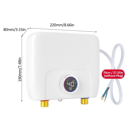Mini Electric Tankless Water Heater 6500W 220V Constant Temperature Instant Hot Water Heater with Remote Control Digital Display On Demand Hot Water Heater 
