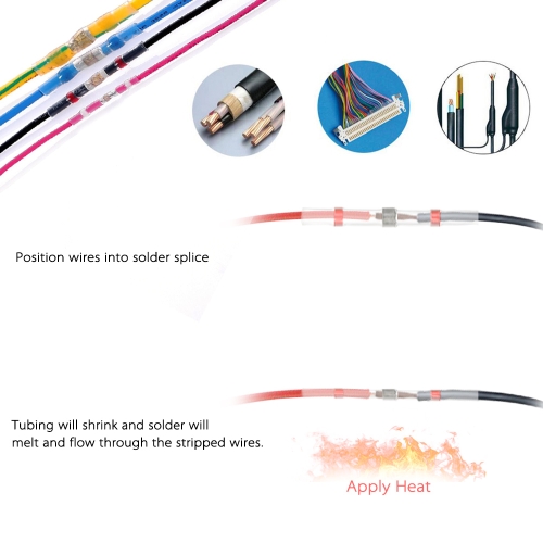 100PCS Solder Seal Wire Connectors Heat Shrink Butt Connector Terminals Electrical Waterproof Insulated Marine Automotive Copper Including 10 White 23 Red 12 Blue 5 Yellow