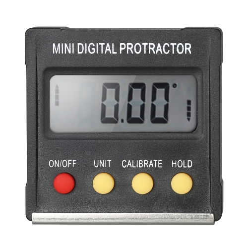 Mini Digital Transporter Inclinómetro Medidor de nivel Bisel Indicador de ángulo de búsqueda con 4 x 90 grados de rango + Base magnética para Sierra de inglete Carpintería DIY Reparación de pruebas de automóviles