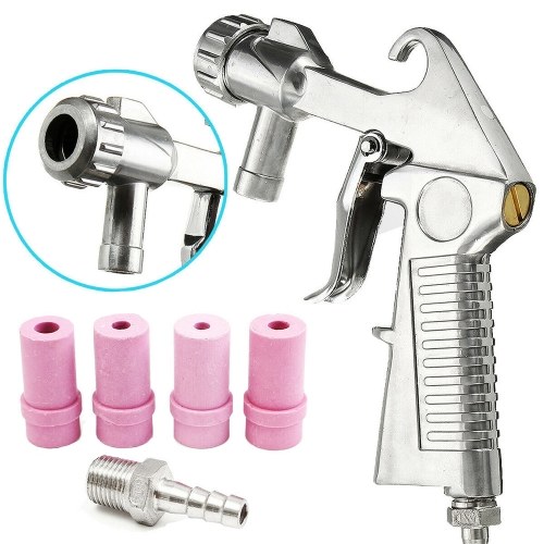 Sandblaster Sand Blast Kit Set Sandblasting Sand Spray Equipped with 4 Ceramic Nozzle Quick & connector for Anti-rust Home DIY / Silver