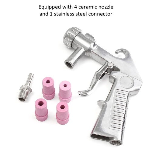 

Sandblaster Sand Blast Kit Set Sandblasting Sand Spray Equipped with 4 Ceramic Nozzle Quick & connector for Anti-rust Home DIY / Silver