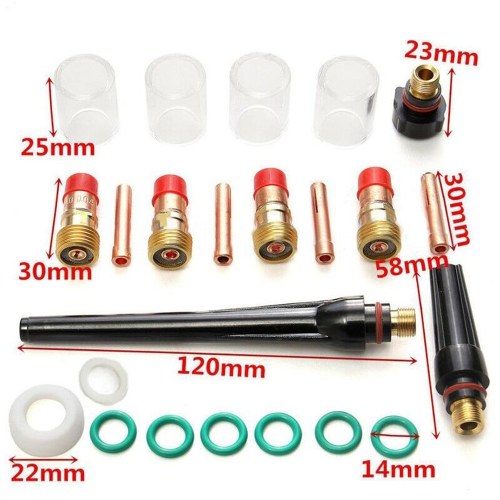 

23Pcs TIG Welding Torch Accessories 10# Glass Cup Collet Kit for WP-17/18/26