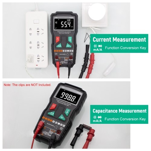 

FUYI Digital Multimeter 9999 Count Intelligent Automatic Range Universal Meter Multifunctional Dual Chip Dual Test AC DC Resistance Capacitance Frequency Temperature True RMS NCV Ammeter FY19S Black