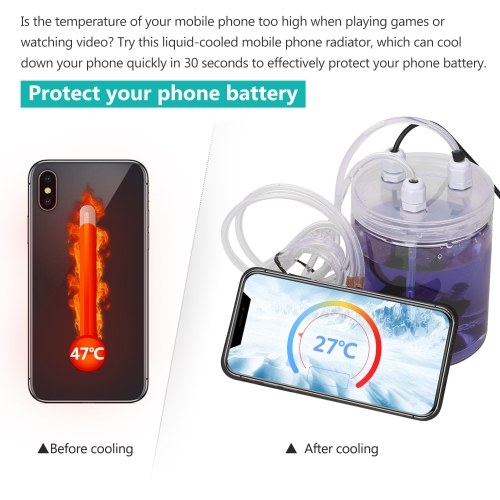 

Phone Cooler Mobile Phone Radiator Water-cooled Cooling Device Liquid-cooled Mobile Phone Case DIY Heat Dissipation Cooler Compatible with iPhone XP