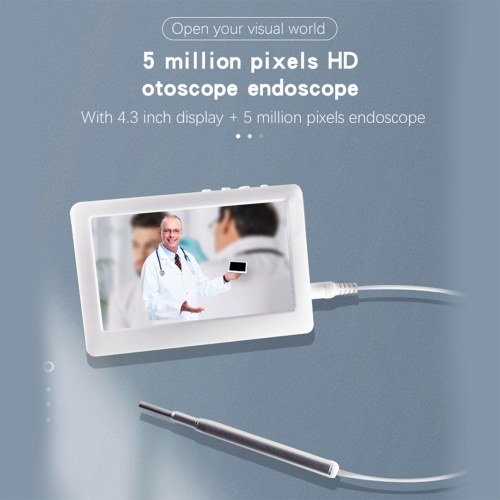 

Ear Otoscope Endoscope Borescope 3.9mm Inspection Camera with 6 Adjustable LED Lights 4.3inch LCD Dispaly HD Magnifier Visual Ear Cleaning Tool