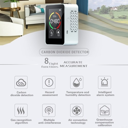 

Household Infrared Dectction Air Quality Detector Multifunctional C02 Tester LCD Display with Backlight