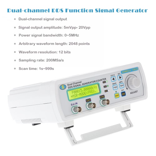 

High Precision Digital Dual-channel DDS Function Signal Generator Arbitrary Waveform Frequency Meter 0-5MHz Power Signal Bandwidth 200MSa/s 6MHz