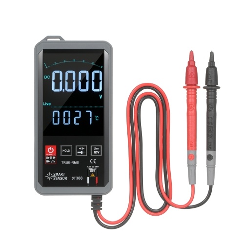 SMART SENSOR ST388 Digitales LCD-Digitalmultimeter mit automatischer Bereichswahl und hörbarem NCV True RMS 6000 Counts