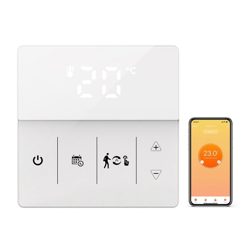 Wi-Fi Smart Thermostat 16A Regolatore di temperatura digitale per riscaldamento a pavimento elettrico APP Telecomando Controllo vocale Circolazione settimanale Termostati elettrici programmabili per riscaldamento a pavimento con touch screen LCD per la casa