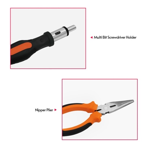 

18-Piece Tool Set General Household Hand Tool Kit for Men Women Home Automobile Repair with Plastic Toolbox Storage Case Orange