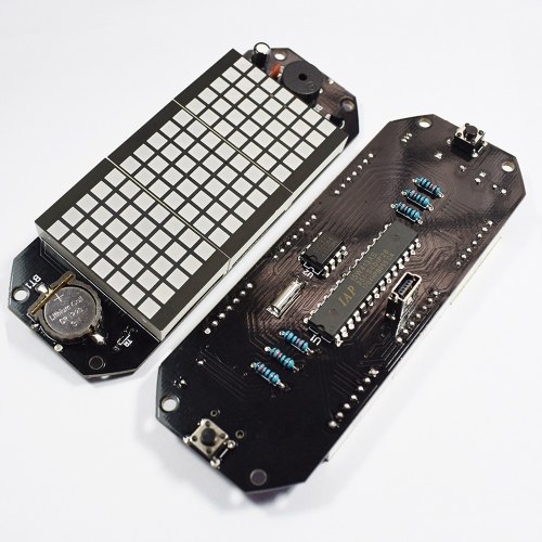 

DIY Digital LED Mirror Clock Matrix Desktop Alarm Clock Electronic Learning Kit Module with 12H/24H Function ℃/℉ Temperature Display Indoor Thermometer Adjustable LED Luminance Holiday and Birthday Remind Function