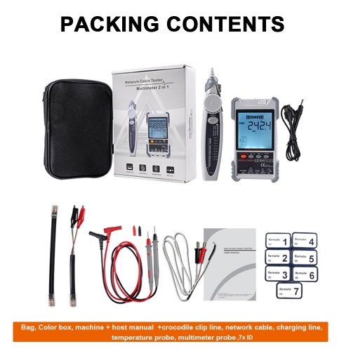Handheld Portable 2in1 Network Cable Tester Multimeter LCD Display with Backlight Analogs 