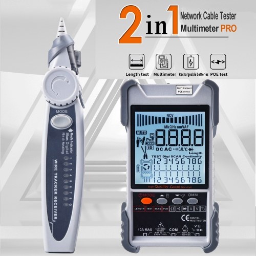 Handheld Portable 2in1 Network Cable Tester Multimeter LCD Display with Backlight Analogs 