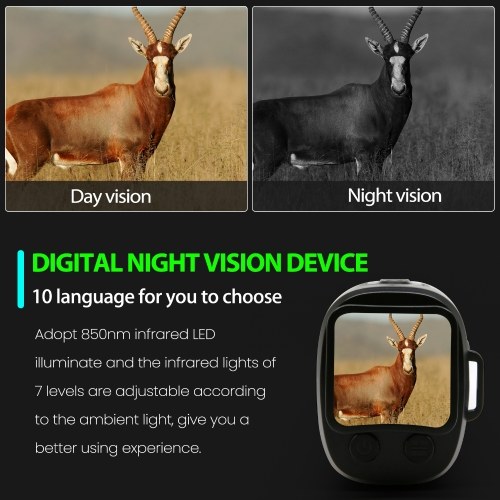 

Outdoor Night-Visions Device Infrared Optical Monocular Device 5X Digital Zoom Photo Video Playback 500~1000M Full Dark Viewing Distance Support 10 Languages